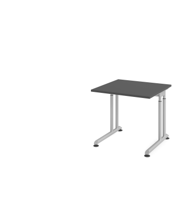 Schreibtisch VZS, manuell h&ouml;henverstellbar, 82cm (H), 80x80cm (BxT), graphit / silber