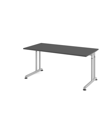 Schreibtisch VZS, manuell h&ouml;henverstellbar, 82cm (H), 160x80cm (BxT), graphit / silber