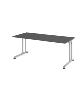 Schreibtisch VZS, manuell h&ouml;henverstellbar, 82cm (H), 180x80cm (BxT), graphit / silber
