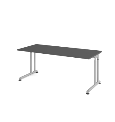 Schreibtisch VZS, manuell h&ouml;henverstellbar, 82cm (H), 180x80cm (BxT), graphit / silber