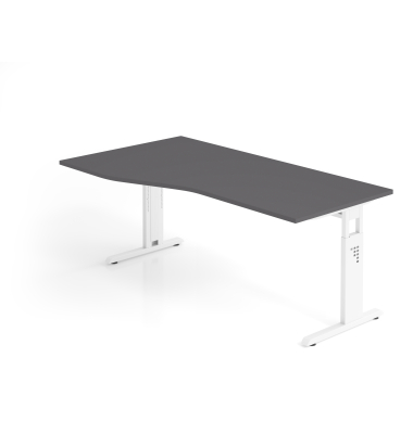 Schreibtisch VOS, manuell h&ouml;henverstellbar, 85cm (H), 180x100cm (BxT), graphit / wei&szlig;