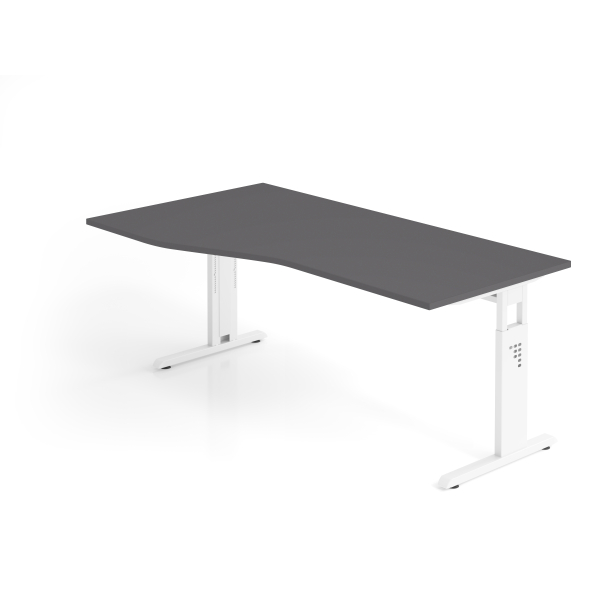 4032062323908 - Schreibtisch VOS manuell höhenverstellbar 85cm (H) 180x100cm (BxT) Graphit   weiß 4032062323908 Hammerbacher