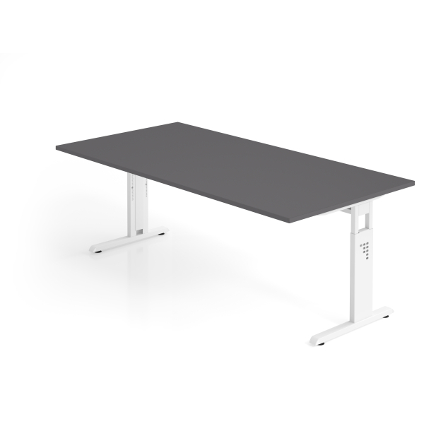 4032062323922 - Schreibtisch VOS manuell höhenverstellbar 85cm (H) 200x100cm (BxT) Graphit   weiß 4032062323922 Hammerbacher