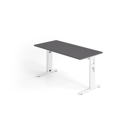 Schreibtisch VOS, manuell h&ouml;henverstellbar, 85cm (H), 140x67,2cm (BxT), graphit / wei&szlig;