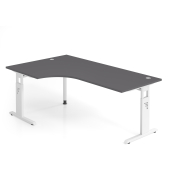 Schreibtisch VOS, manuell h&ouml;henverstellbar, 85cm (H), 200x120cm (BxT), graphit / wei&szlig;
