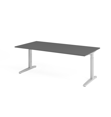 Schreibtisch VXB, manuell h&ouml;henverstellbar, 85cm (H), 200x100cm (BxT), graphit / silber
