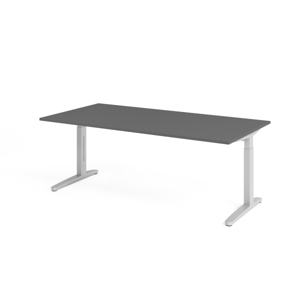 4032062324004 - ANNY - Schreibtisch mit C-Fußgestell höhenverstellbar 650 - 850 mm Breite 2000 mm alusilber   graphit kaiserkraft