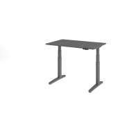 Sitz-Steh-Schreibtisch VXBHM, elektrisch h&ouml;henverstellbar, 129cm (H), 120x80cm (BxT), graphit / graphit