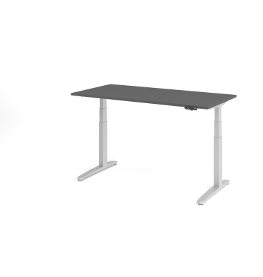 Sitz-Steh-Schreibtisch VXBHM, elektrisch h&ouml;henverstellbar, 129cm (H), 160x80cm (BxT), graphit / silber
