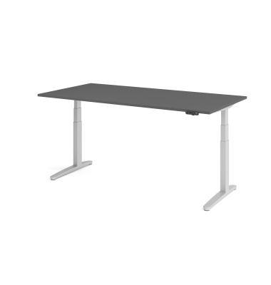 Sitz-Steh-Schreibtisch VXBHM, elektrisch h&ouml;henverstellbar, 129cm (H), 200x100cm (BxT), graphit / silber