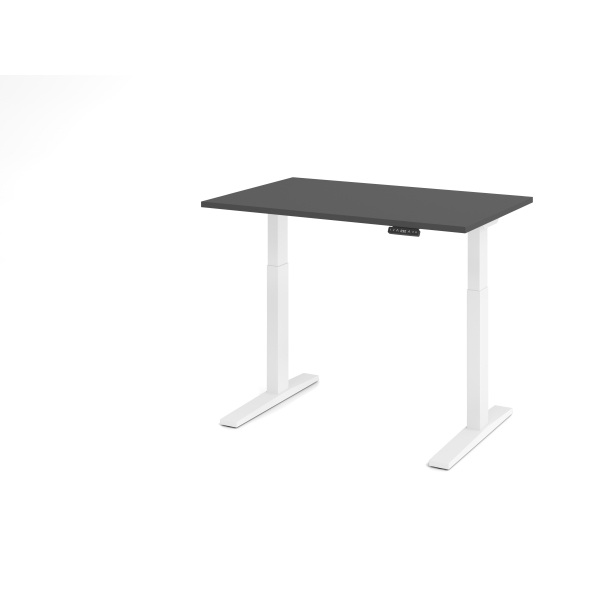 Hammerbacher Sitz-Steh-Schreibtisch VXMKA, elektrisch höhenverstellbar, 120cm (H), 120x80cm (BxT), graphit / weiß 0000003210025 Hammerbacher