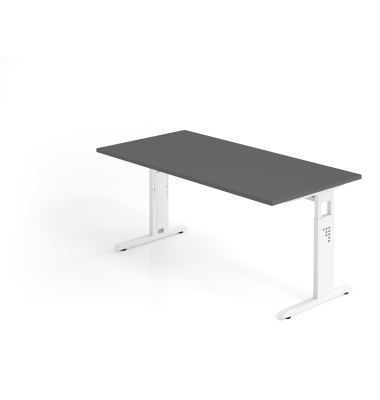 Schreibtisch VOS, manuell h&ouml;henverstellbar, 85cm (H), 160x80cm (BxT), graphit / wei&szlig;