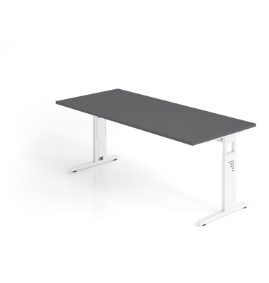 Schreibtisch VOS, manuell h&ouml;henverstellbar, 85cm (H), 180x80cm (BxT), graphit / wei&szlig;