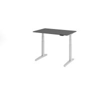 Sitz-Steh-Schreibtisch VXBHM, elektrisch h&ouml;henverstellbar, 129cm (H), 120x80cm (BxT), graphit / silber