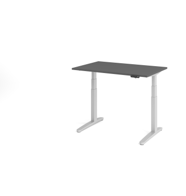 Sitz-Steh-Schreibtisch VXBHM, elektrisch h&ouml;henverstellbar, 129cm (H), 120x80cm (BxT), graphit / silber