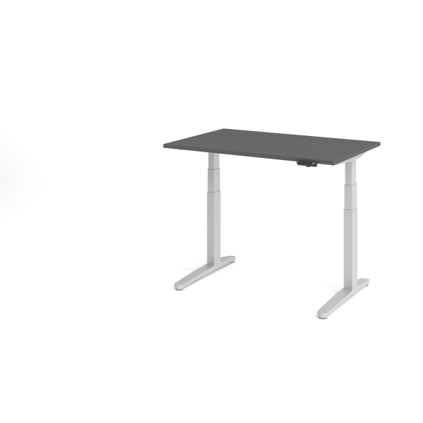 4032062324264 - Sitz-Steh-Schreibtisch VXBHM elektrisch höhenverstellbar 129cm (H) 120x80cm (BxT) Graphit   silber 4032062324264 Hammerbache