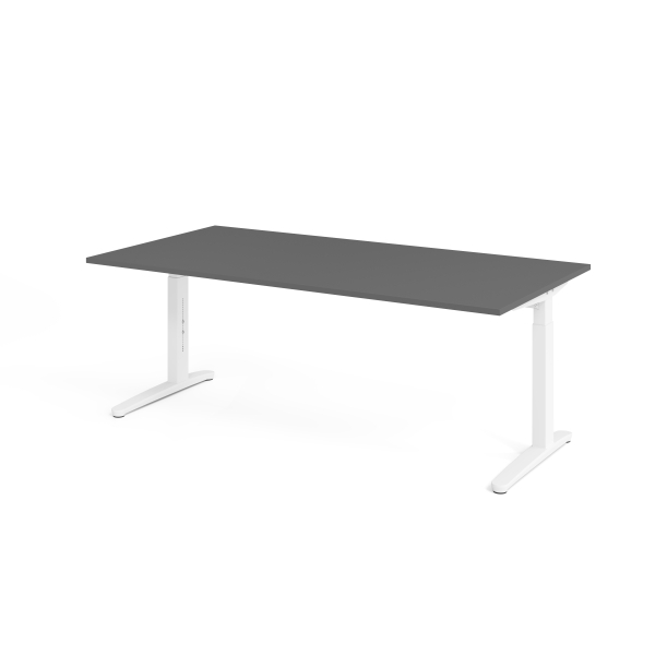 4032062324349 - ANNY - Schreibtisch mit C-Fußgestell höhenverstellbar 650 - 850 mm Breite 2000 mm weiß   graphit kaiserkraft