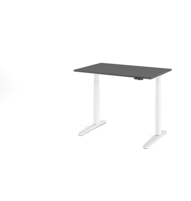 Sitz-Steh-Schreibtisch VXBHM, elektrisch h&ouml;henverstellbar, 129cm (H), 120x80cm (BxT), graphit / wei&szlig;