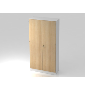 Fl&uuml;gelt&uuml;renschrank V6 V6910/W/E/SG, 5 OH, wei&szlig;/eiche, 100x200,4x42cm (BxHxT)