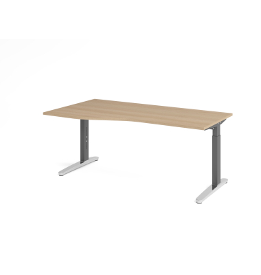 Schreibtisch VXB, manuell h&ouml;henverstellbar, 85cm (H), 180x100cm (BxT), eiche / graphit
