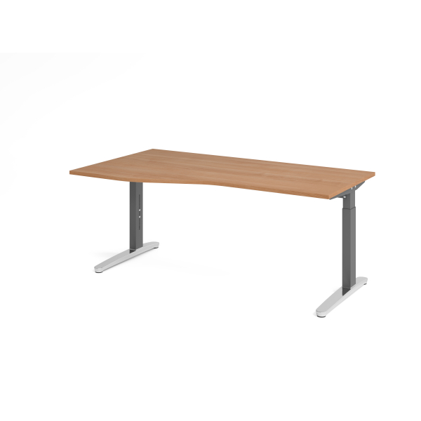 4032062325810 - Schreibtisch VXB manuell höhenverstellbar 85cm (H) 180x100cm (BxT) Nussbaum   graphit 4032062325810 Hammerbacher