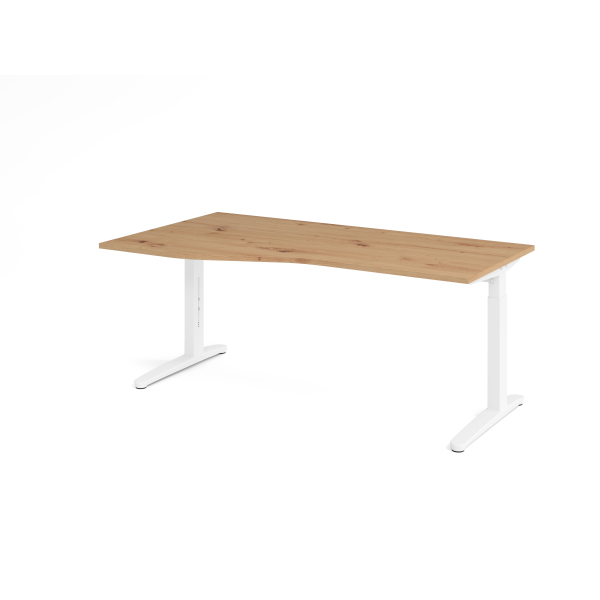 4032062325827 - Schreibtisch VXB manuell höhenverstellbar 85cm (H) 180x100cm (BxT) Asteiche   weiß 4032062325827 Hammerbacher
