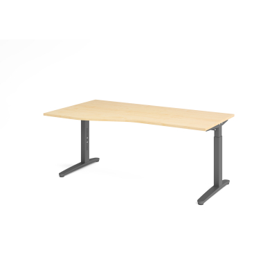 Schreibtisch VXB, manuell h&ouml;henverstellbar, 85cm (H), 180x100cm (BxT), ahorn / graphit