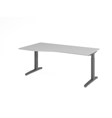 Schreibtisch VXB, manuell h&ouml;henverstellbar, 85cm (H), 180x100cm (BxT), grau / graphit