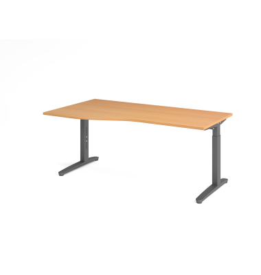 Schreibtisch VXB, manuell h&ouml;henverstellbar, 85cm (H), 180x100cm (BxT), buche / graphit