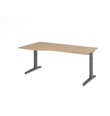 Schreibtisch VXB, manuell h&ouml;henverstellbar, 85cm (H), 180x100cm (BxT), eiche / graphit
