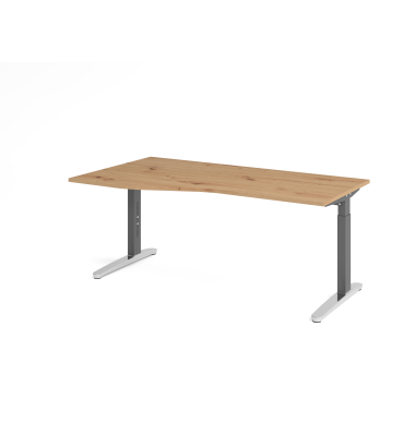 Schreibtisch VXB, manuell h&ouml;henverstellbar, 85cm (H), 180x100cm (BxT), asteiche / graphit