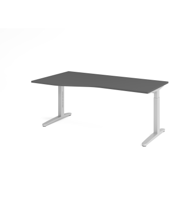 Schreibtisch VXB, manuell h&ouml;henverstellbar, 85cm (H), 180x100cm (BxT), graphit / silber