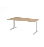 Schreibtisch VXB, manuell h&ouml;henverstellbar, 85cm (H), 180x100cm (BxT), eiche / silber