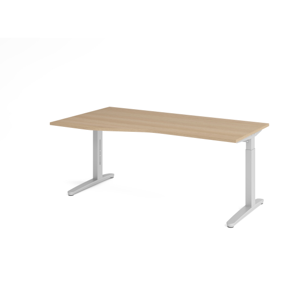 4032062325957 - Schreibtisch VXB manuell höhenverstellbar 85cm (H) 180x100cm (BxT) Eiche   silber 4032062325957 Hammerbacher