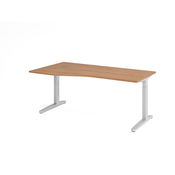 4032062325964 - Schreibtisch VXB manuell höhenverstellbar 85cm (H) 180x100cm (BxT) Nussbaum   silber 4032062325964 Hammerbacher