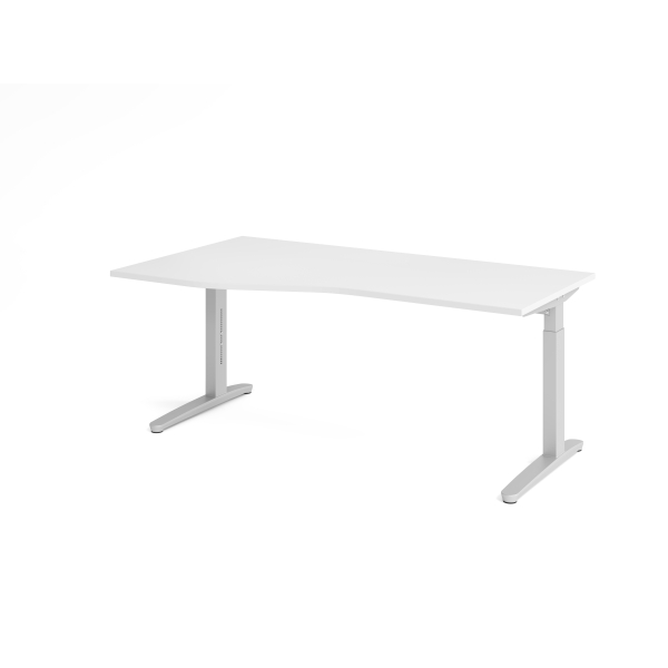 4032062325988 - Schreibtisch VXB manuell höhenverstellbar 85cm (H) 180x100cm (BxT) Weiß   silber 4032062325988 Hammerbacher