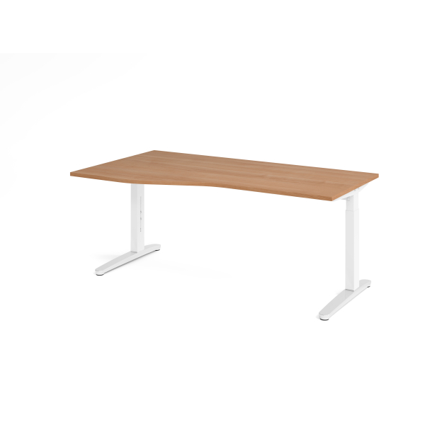 4032062326046 - Schreibtisch VXB manuell höhenverstellbar 85cm (H) 180x100cm (BxT) Nussbaum   weiß 4032062326046 Hammerbacher