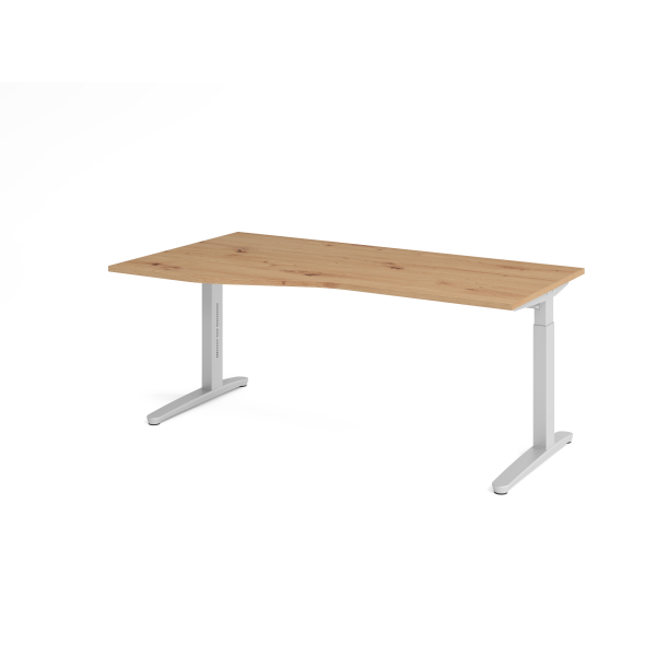 4032062326053 - Schreibtisch VXB manuell höhenverstellbar 85cm (H) 180x100cm (BxT) Asteiche   silber 4032062326053 Hammerbacher