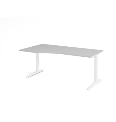 Schreibtisch VXB, manuell h&ouml;henverstellbar, 85cm (H), 180x100cm (BxT), grau / wei&szlig;