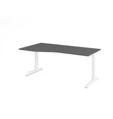 Schreibtisch VXB, manuell h&ouml;henverstellbar, 85cm (H), 180x100cm (BxT), graphit / wei&szlig;