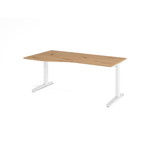 4032062326138 - Schreibtisch VXB manuell höhenverstellbar 85cm (H) 180x100cm (BxT) Asteiche   weiß 4032062326138 Hammerbacher