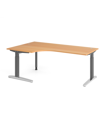 Schreibtisch VXB, manuell h&ouml;henverstellbar, 85cm (H), 200x120cm (BxT), buche / graphit