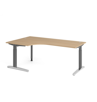 Schreibtisch VXB, manuell h&ouml;henverstellbar, 85cm (H), 200x120cm (BxT), eiche / graphit
