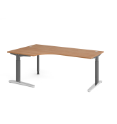 Schreibtisch VXB, manuell h&ouml;henverstellbar, 85cm (H), 200x120cm (BxT), nussbaum / graphit