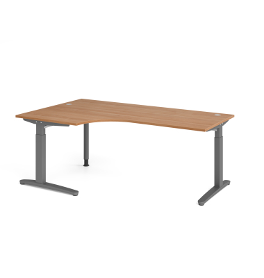 Schreibtisch VXB, manuell h&ouml;henverstellbar, 85cm (H), 200x120cm (BxT), nussbaum / graphit