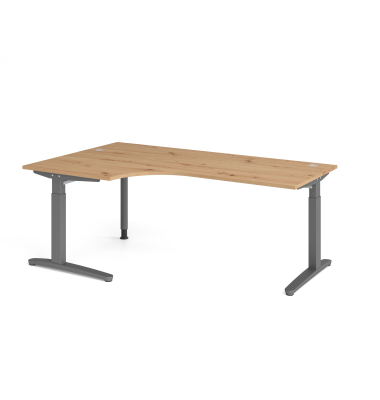 Schreibtisch VXB, manuell h&ouml;henverstellbar, 85cm (H), 200x120cm (BxT), asteiche / graphit