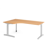 Schreibtisch VXB, manuell h&ouml;henverstellbar, 85cm (H), 200x120cm (BxT), buche / silber