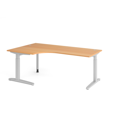 Schreibtisch VXB, manuell h&ouml;henverstellbar, 85cm (H), 200x120cm (BxT), buche / silber