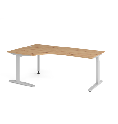 Schreibtisch VXB, manuell h&ouml;henverstellbar, 85cm (H), 200x120cm (BxT), asteiche / silber