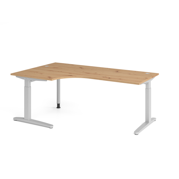 4032062326374 - Schreibtisch VXB manuell höhenverstellbar 85cm (H) 200x120cm (BxT) Asteiche   silber 4032062326374 Hammerbacher